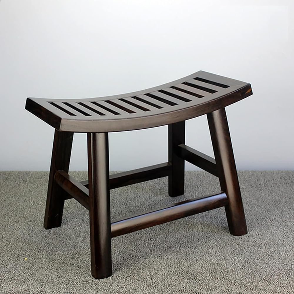 MegLob Blackwood Shower Stool, 39*17*29Cm, Solid Wood Shower Benches for inside Shower, Small Bathroom Shower Bench Stool, Ergonomic Shower Stool with Curved Seat Surface, Multifunctional Wood Stool