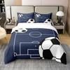 100% Nature Cotton Cartoon Football Pattern Duvet Cover Twin Size,Watercolor Black White Geometric Hexagon Bedding Set (Not Comforter),Retro Abstract Football Field Comforter Cover Bedding 3 Piece view 1