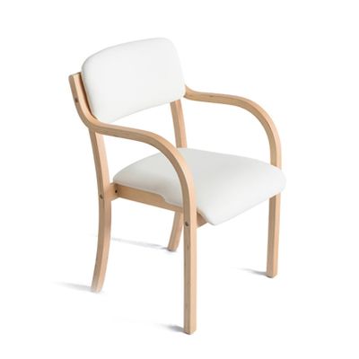 Dining Chairs Kitchen Chairs Accent Chairs Stylish Armchair with Backrest Solid Beech Wood Legs Soft Cushion Pad Stacking Visitor Chair Study Chair for Living Room Office Lounge Home ( Color : White )