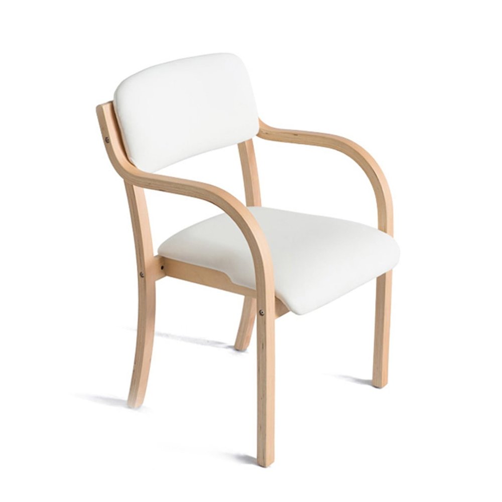 Dining Chairs Kitchen Chairs Accent Chairs Stylish Armchair with Backrest Solid Beech Wood Legs Soft Cushion Pad Stacking Visitor Chair Study Chair for Living Room Office Lounge Home ( Color : White )