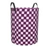 Purple Checkered Checked Laundry Basket Waterproof Collapsible Laundry Hamper with Durable Handle Round Storage Basket Dirty Clothes Organizer Bag for Bedroom Bathroom College Dorm view 2