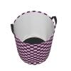 Purple Checkered Checked Laundry Basket Waterproof Collapsible Laundry Hamper with Durable Handle Round Storage Basket Dirty Clothes Organizer Bag for Bedroom Bathroom College Dorm view 3