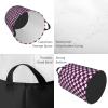 Purple Checkered Checked Laundry Basket Waterproof Collapsible Laundry Hamper with Durable Handle Round Storage Basket Dirty Clothes Organizer Bag for Bedroom Bathroom College Dorm view 4