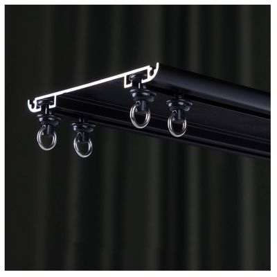 Room Divider Ceiling Track Minimalist Slim Double Curtain Rail Set, Invisible Ceiling Mounted Silent Curtain Track For Inward Opening Windows, Shower Corner(Color:A-Double,Size:2.7m/8.9ft(1.35m*2))