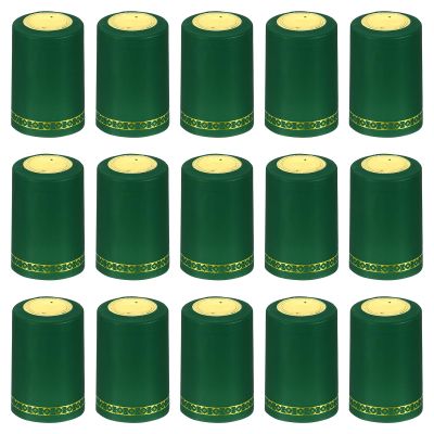 PATIKIL PVC Heat Shrink Cap for Wine Bottle, 100 Pcs 33x50mm Wine Shrink Wrap Seals Sleeves Caps Shrink Top Cover Flower Pattern for Wine Cellars Home Kitchen Use, Green