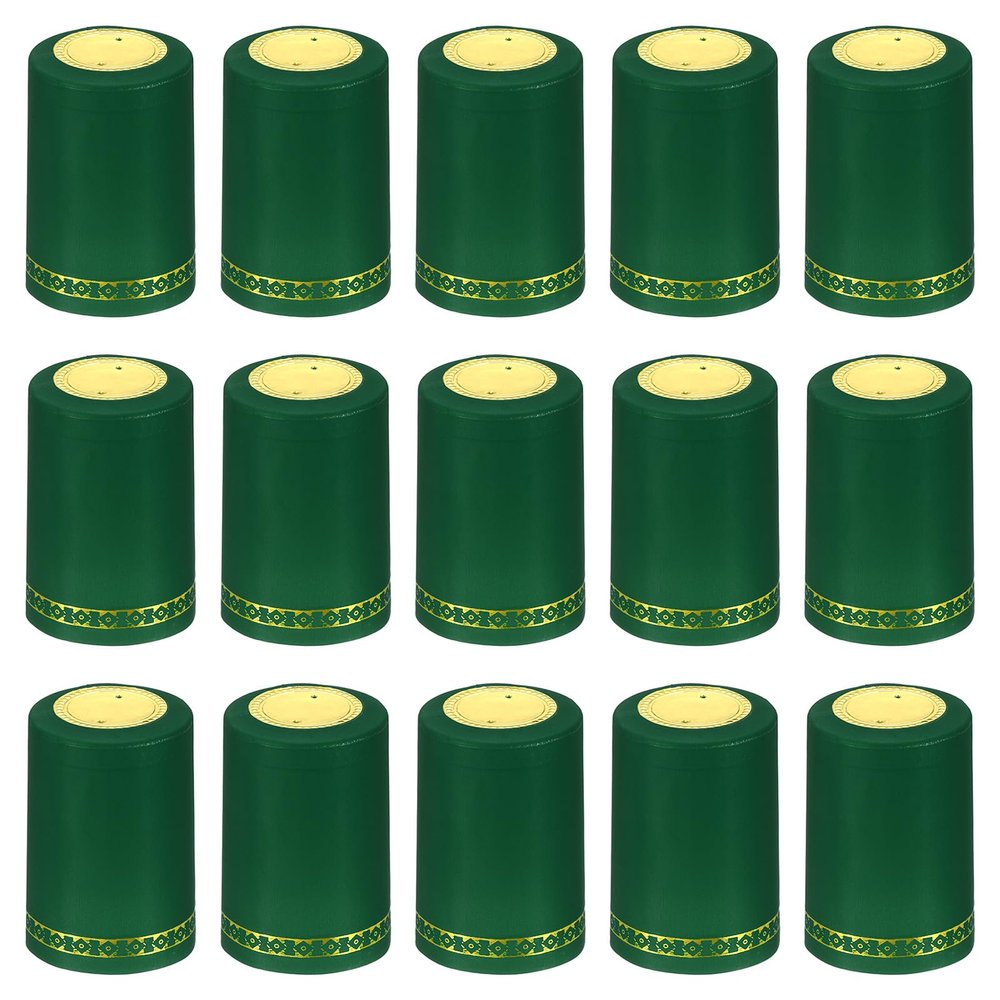 PATIKIL PVC Heat Shrink Cap for Wine Bottle, 100 Pcs 33x50mm Wine Shrink Wrap Seals Sleeves Caps Shrink Top Cover Flower Pattern for Wine Cellars Home Kitchen Use, Green