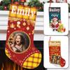 Personalized Christmas Stockings Custom Stocking with Name Picture Customized Xmas Stockings Personalized Buffalo Plaid Snowflake Stockings for Family Holiday Christmas Party Decor (Ornaments) view 1