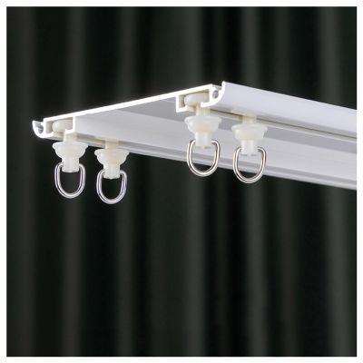 Room Divider Ceiling Track Minimalist Slim Double Curtain Rail Set, Invisible Ceiling Mounted Silent Curtain Track For Inward Opening Windows, Shower Corner(Color:B-Double,Size:2.1m/6.9ft(1.05m*2))