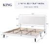 Allewie King Bed Frame/Velvet Upholstered Bed Frame with Vertical Channel Tufted Headboard/Strong Wooden Slats/Platform Bed Frame/Mattress Foundation/Box Spring Optional/Easy Assembly/White view 2