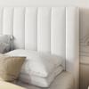 Allewie King Bed Frame/Velvet Upholstered Bed Frame with Vertical Channel Tufted Headboard/Strong Wooden Slats/Platform Bed Frame/Mattress Foundation/Box Spring Optional/Easy Assembly/White view 4