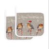2 Pack Pot Holder for Kitchen,Christmas Watercolor Robin Bird Heat-Proof Potholder with Hanging Loop Hot Pad Pot Holders for Cooking Baking BBQ,Snowflake on Gray Burlap view 1