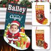 Personalized Christmas Stockings Custom Stocking with Name Picture Customized Xmas Stockings Personalized Buffalo Plaid Snowflake Stockings for Family Holiday Christmas Party Decor (Santa Claus) view 1