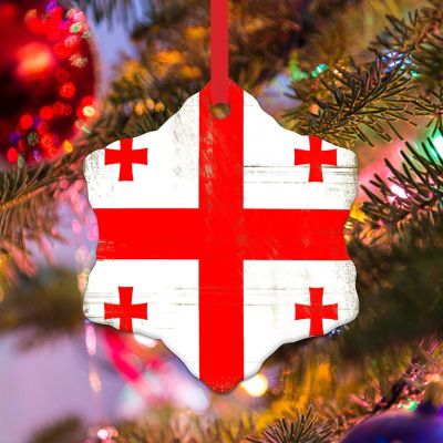 WoGuangis Flag of Georgia Christmas Tree Hanging Ornament City Souvenir Gift Funny Christmas Hanging Decor Georgia Christmas Ceramic Ornament 3in Travel Lover