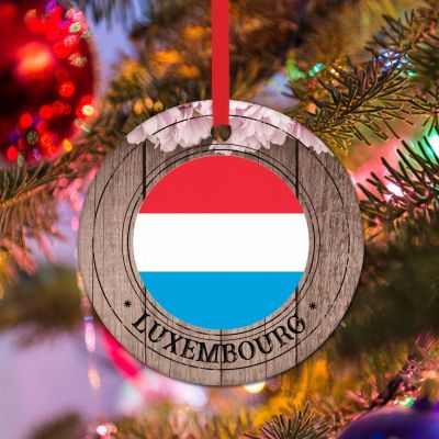 WoGuangis World Traveler Ornament for Christmas Tree Luxembourg Flag Novelty Ceramic Christmas Ornaments Gift Luxembourg Xmas Tree Ornaments 3in New Year Gift to Traveler