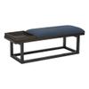 Linon Nate Wood Navy Upholstered Bench with Removable Storage Tray in Dark Brown view 1