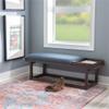 Linon Nate Wood Navy Upholstered Bench with Removable Storage Tray in Dark Brown view 2