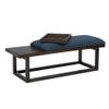Linon Nate Wood Navy Upholstered Bench with Removable Storage Tray in Dark Brown view 4