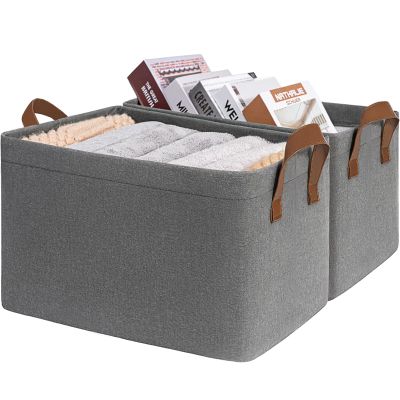CHICVITA Storage Baskets Large Storage Bins for Organizing, Clothes Storage Bins, Closet Organizers and Storage, Small Laundry Basket for Shelves, 16 " L x 11" W x 9 " H, Grey, 2-Pack