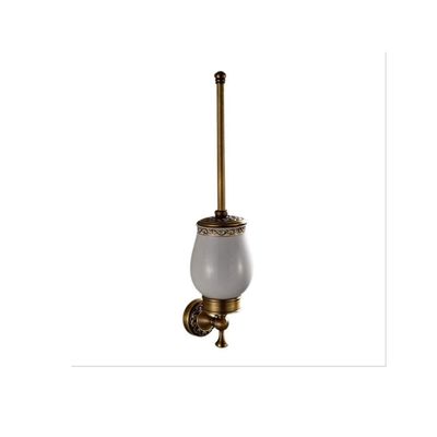 RUTAVM Toilet Brush Brushed Brass Engraving Wall-Mounted Toilet Brush Holder Bathroom Hardware Long Handle Toilet Brush Set (Color : Brass) for Bathroom