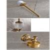 RUTAVM Toilet Brush Brushed Brass Engraving Wall-Mounted Toilet Brush Holder Bathroom Hardware Long Handle Toilet Brush Set (Color : Brass) for Bathroom view 3