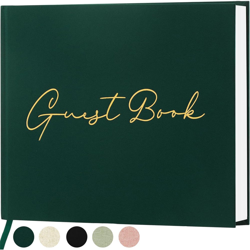 Lankaiva Wedding Guest Book, Guest Book Wedding Reception 9 x 7, Green