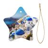 Santorini Greek Island Sea View Charming Christmas Decorations - Star-Shaped Ceramic Ornaments for Holiday Season view 2