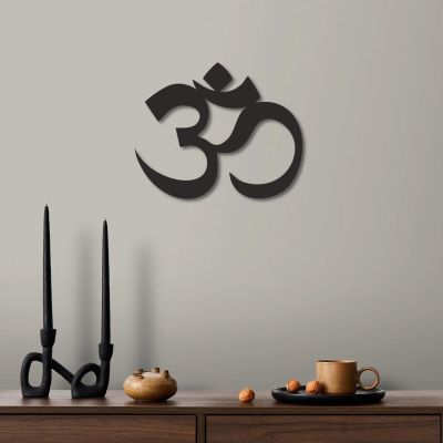 Bisamu OM Metal Wall Art, Metal OM Decor, OM Symbol Wall Art, Yoga Studio Decor, Interior Decoration, Wall Hanging (18" W x 15" H / 45x37 cm)