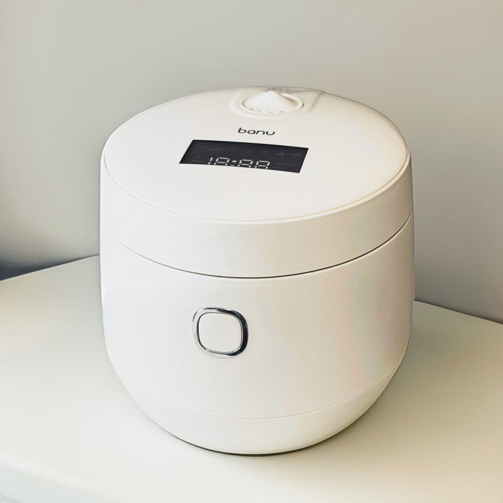 BANU Low Carb Rice Cooker - 4 Cups(white rice), 2 cups(Low carb rice) 7 Preset Functions, 20-Hr Timer, Led Touch, Auto Keep Warm - Healthy Cooking for Keto and Low Glycemic Diets - White / 8-Cup (Cooked) (4-Cup UNCOOKED) Digital Rice Cooker and Food 