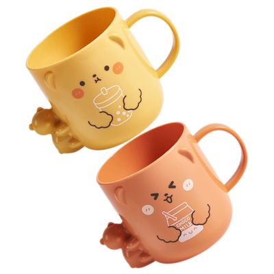 2 Pcs Children's Plastic Mug Bathroom Cup Spit Cup Bathroom Brushing Plastic Coffee s Coffee Mugs Cute Unbreakable Student Three-Dimensional