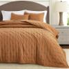 Chezmoi Collection Tencel Modal Blend Quilt Set Queen Size, Terracotta - Lightweight Soft Bedspread Crescent Stitched Quilt for All Seasons view 1