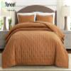 Chezmoi Collection Tencel Modal Blend Quilt Set Queen Size, Terracotta - Lightweight Soft Bedspread Crescent Stitched Quilt for All Seasons view 2