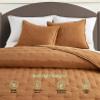 Chezmoi Collection Tencel Modal Blend Quilt Set Queen Size, Terracotta - Lightweight Soft Bedspread Crescent Stitched Quilt for All Seasons view 4
