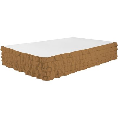 Legacy Decor Bed Skirt Tiered Waterfall Dust Ruffle 100% Brushed Microfiber with 14 Drop Queen Size Khaki Color