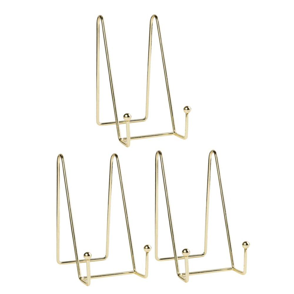 BESTOYARD 3pcs Wrought Iron Photo Frame Stand Photo Easel Rack Easels for Display Book Display Stand Easel Plate Display Dish Display Holder Plate Holder Photo Album Dish Shape Metal, Golden