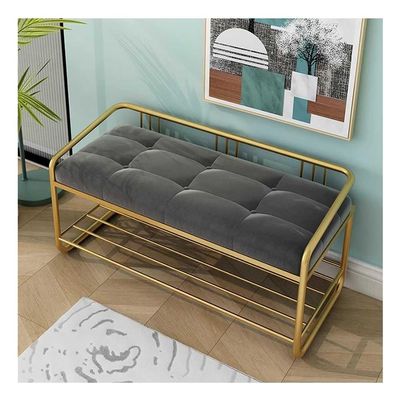 Entryway Shoe Bench With Storage, Modern Porch Shoe Rack Light Luxury Shoe Changing Stool Velvet Upholstered Seat Shoe Organizer For Entryway, Hallway, Bedroom ( Color : Gray , Size : 80x35x40cm )
