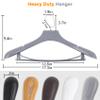 DEDU Suit Hangers for Men 10 Pack, Grey Coat Hangers Extra Wide Non Slip Width 17.7", Thick Plastic with Pants Bar & Metal Hook view 2