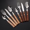 Silver Flatware Set Wooden Handle Silverware,48 PCS Silverware Set for 12,304 Stainless Steel Cutlery Set mirror polised Ideal for family dinners, entertaining guests, holiday gift-giving Light view 2
