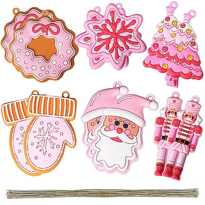 12pcs Christmas Gingerbread Man Ornaments for Christmas Tree Decorations Assorted Plastic Pink Gingerbread Figurines Christmas Holiday Decorations 3 Inch Tall