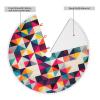 30" Christmas Tree Skirt with Pom Poms Triangle Geometric Christmas Tree Mat Cover Xmas Tree Skirt for Xmas Holiday Party Christmas Decoration Ornaments Pom Poms Tree Skirt for Happy New Year view 3