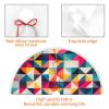 30" Christmas Tree Skirt with Pom Poms Triangle Geometric Christmas Tree Mat Cover Xmas Tree Skirt for Xmas Holiday Party Christmas Decoration Ornaments Pom Poms Tree Skirt for Happy New Year view 4