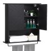 GAOMON Medicine Cabinet with Two Door, Wood Wall Mounted Bathroom Storage Cabinet with Adjustable Shelf and Towel Bar, 2-Tier Cabinet for Bathroom Living Room Laundry Room Kitchen, Black view 1