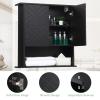 GAOMON Medicine Cabinet with Two Door, Wood Wall Mounted Bathroom Storage Cabinet with Adjustable Shelf and Towel Bar, 2-Tier Cabinet for Bathroom Living Room Laundry Room Kitchen, Black view 3