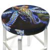 LZQPOEAS Blue Ringed Octopus Print Stool Covers Round Bar Stool Seat Covers Soft Velvet Stool Slipcover with Elastic Washable Stool Cushion Cover Removable Chair Cover for Bar Round Stools view 3