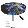LZQPOEAS Blue Ringed Octopus Print Stool Covers Round Bar Stool Seat Covers Soft Velvet Stool Slipcover with Elastic Washable Stool Cushion Cover Removable Chair Cover for Bar Round Stools view 4