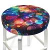 LZQPOEAS Colorful Rainbow Stars Print Stool Covers Round Bar Stool Seat Covers Soft Velvet Stool Slipcover with Elastic Washable Stool Cushion Cover Removable Chair Cover for Bar Round Stools view 3
