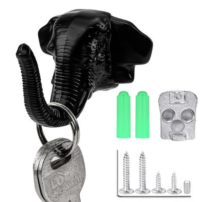 CAIRIAC Elephant Door Cabinet Handle, Creative Coat Hook, Elephant Pulls for Cabinets Drawers Doors (Black)
