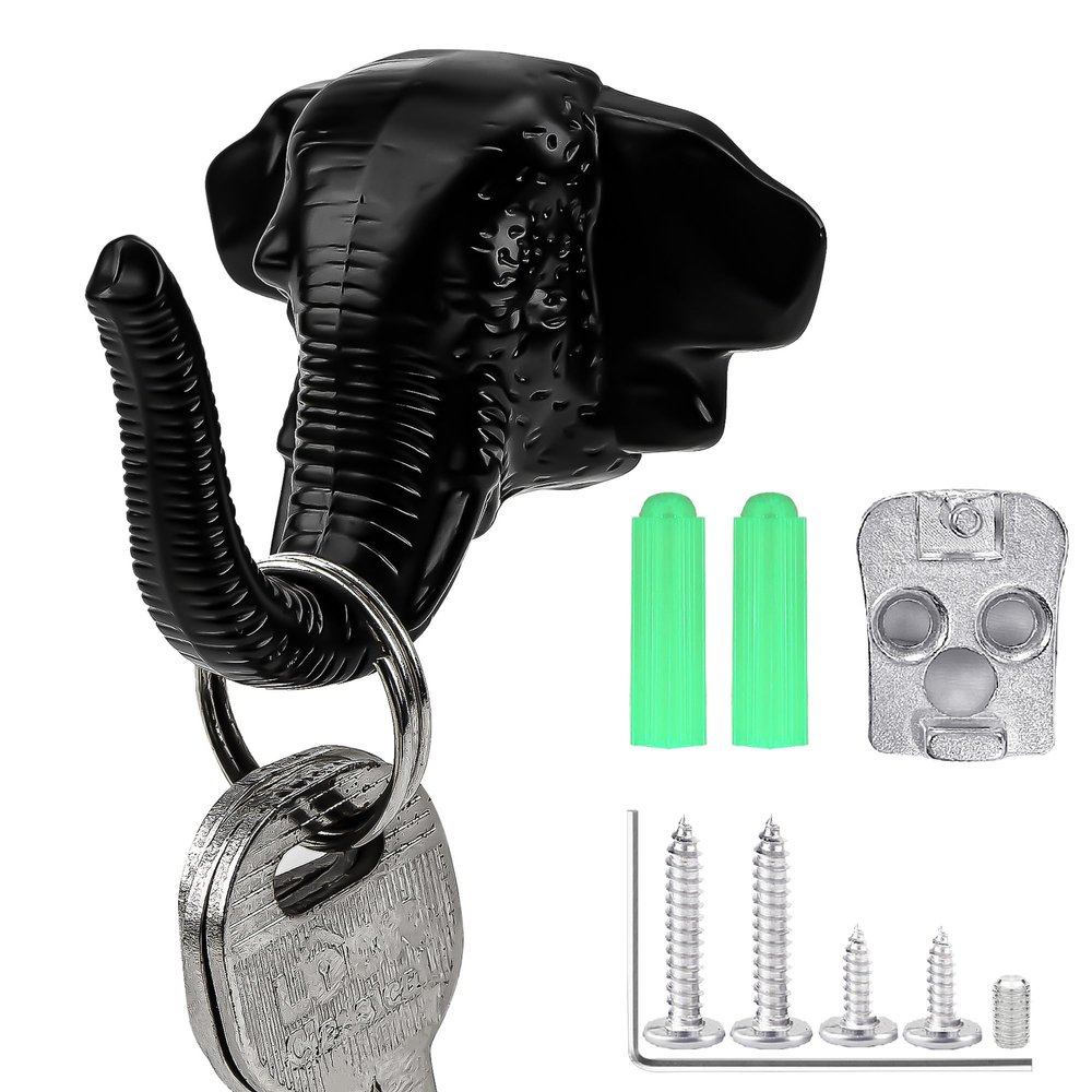 CAIRIAC Elephant Door Cabinet Handle, Creative Coat Hook, Elephant Pulls for Cabinets Drawers Doors (Black)