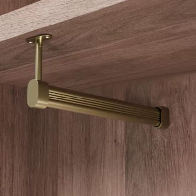 Closet Hanger Rod Ceiling to Wall, 16 20 24 28 30 Inch Wardrobe Valet Rod for Hotel Guest Room/ Home Office, Heavy Duty Closet Bar for Hanging Clothes 110lbs ( Color : Champagne , Size : 45cm/17.7 in