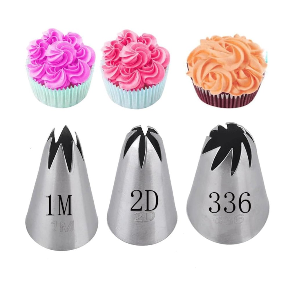 Cake Piping Tips Piping Nozzle Kit 3 Pcs Stainless Steel Piping Tips Rose Pastry Nozzles Cake Decorating Tools Flower Cake Piping Tips Set Portable