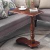 WInara Solid Wood C Shaped End Table with Wheels, Retro Mobile Side Table, Sturdy Overbed Bedside Table for Sofa Living Room, Bedroom, Bedside view 1